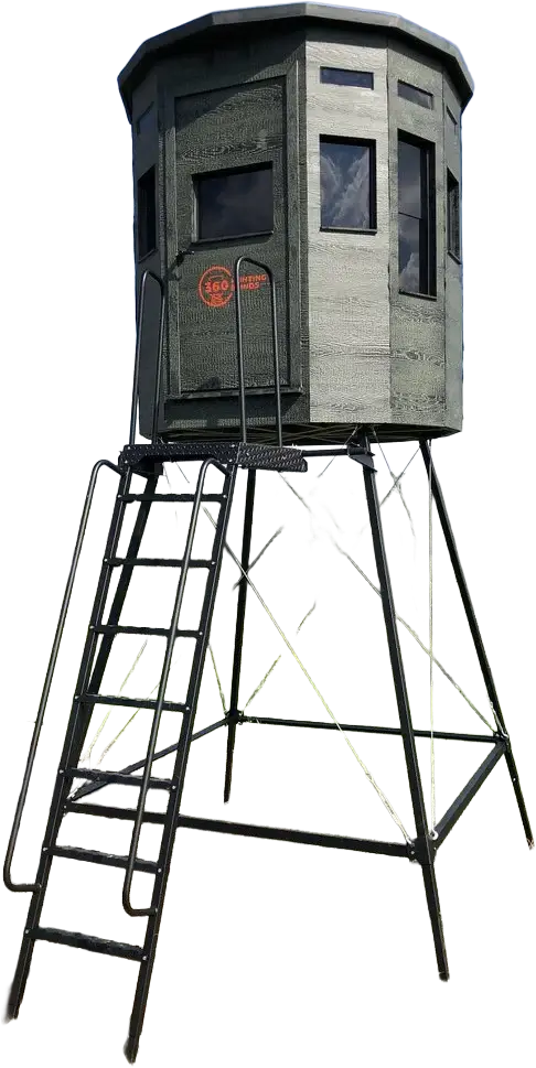360 Hunting Blinds box blind on an 8-foot tower stand